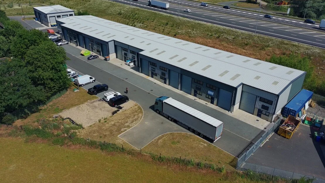 Industrial estate road with units on each side
